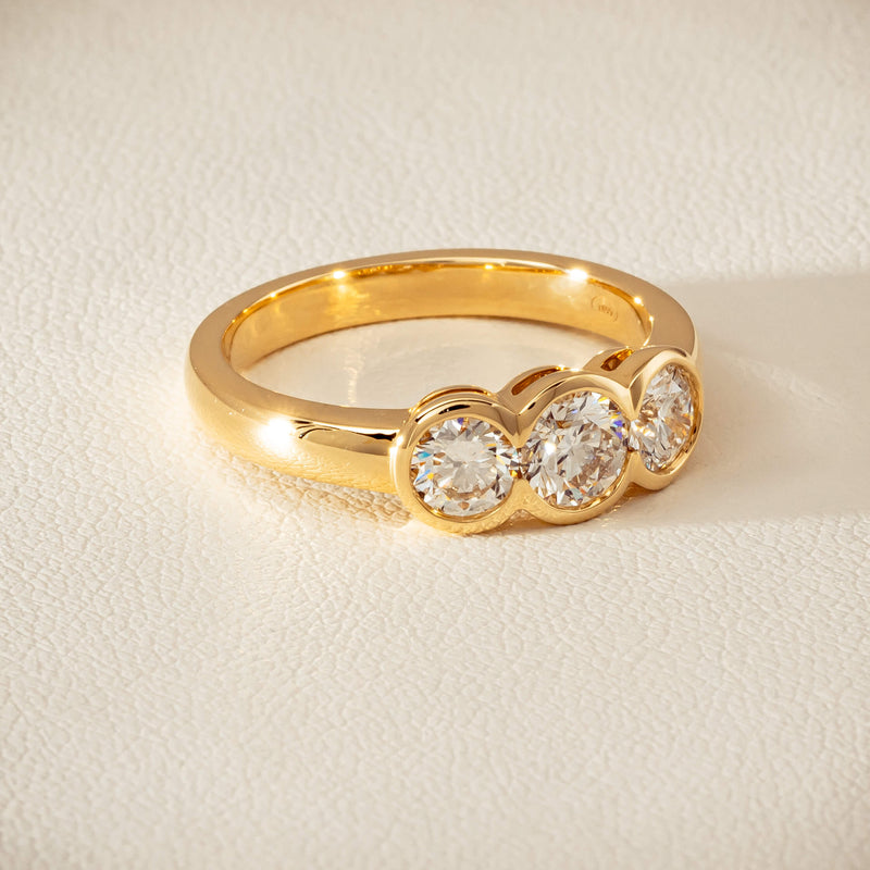 18ct Yellow Gold 1.07ct Diamond Three-Stone Natalia Ring