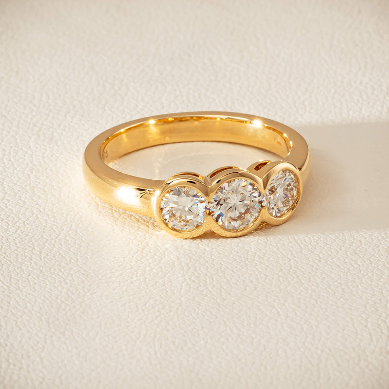 18ct Yellow Gold 1.07ct Diamond Three-Stone Natalia Ring
