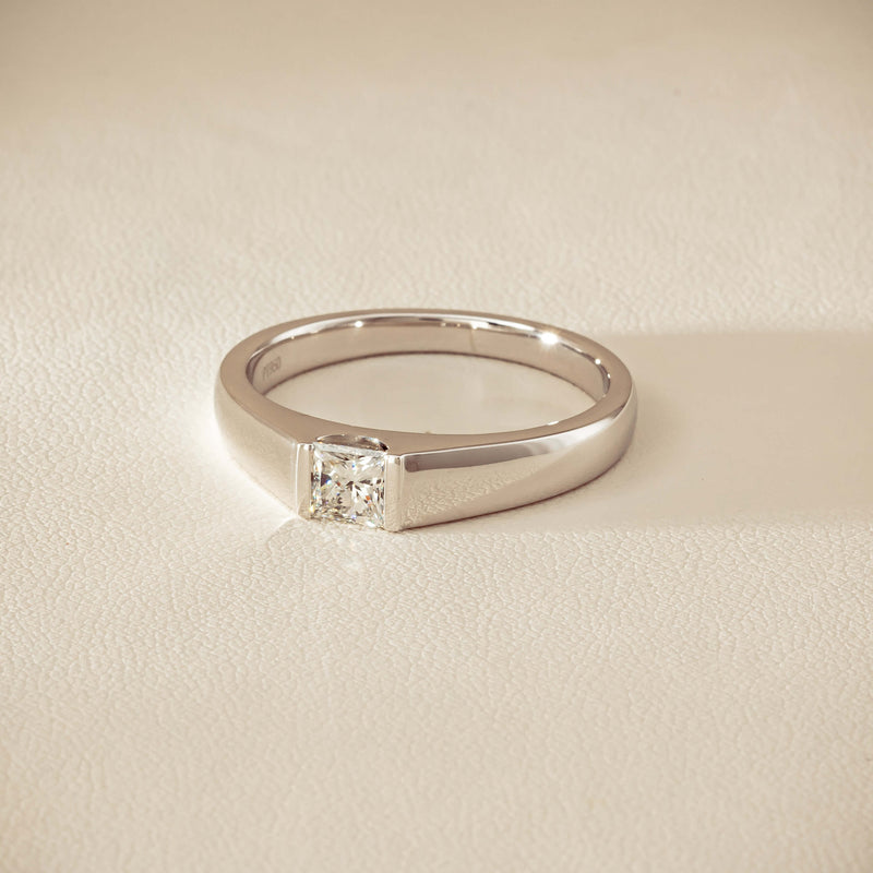 Platinum .59ct Reclaimed Princess-Cut Diamond Mens Ring