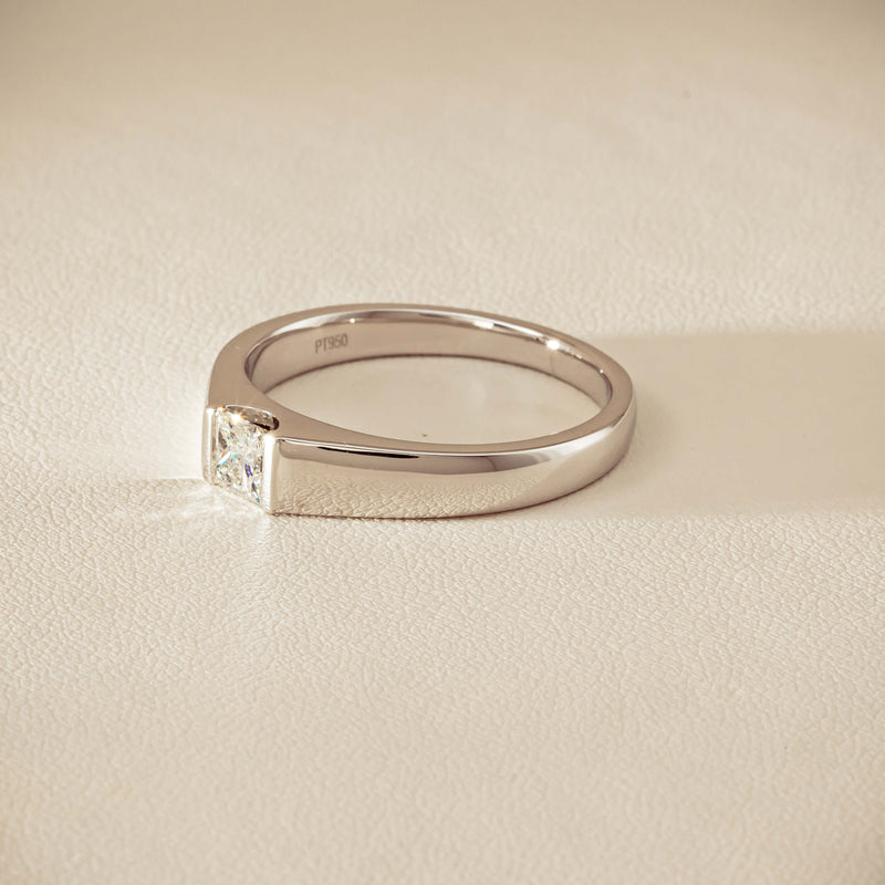 Platinum .59ct Reclaimed Princess-Cut Diamond Mens Ring