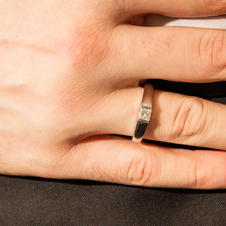 Platinum .59ct Reclaimed Princess-Cut Diamond Mens Ring