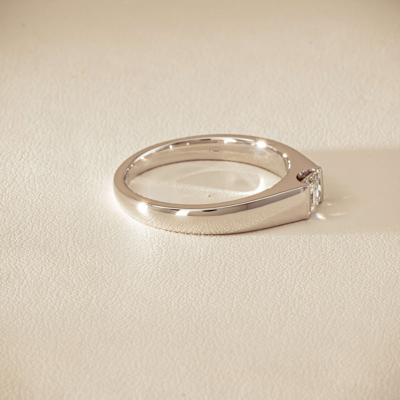 Platinum .59ct Reclaimed Princess-Cut Diamond Mens Ring