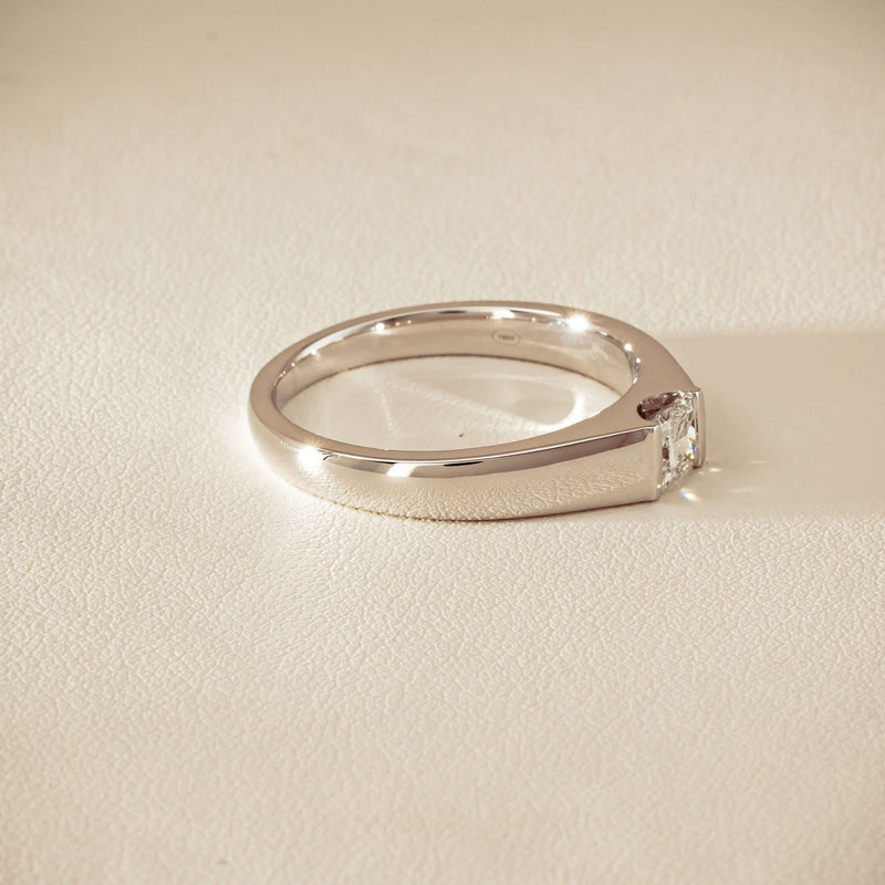 Platinum .59ct Reclaimed Princess-Cut Diamond Mens Ring