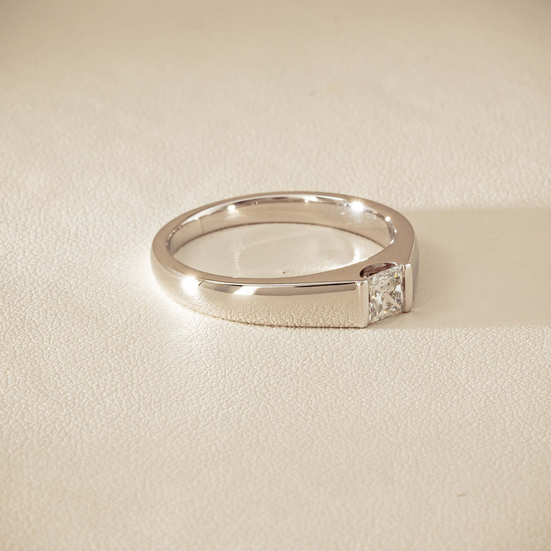 Platinum .59ct Reclaimed Princess-Cut Diamond Mens Ring