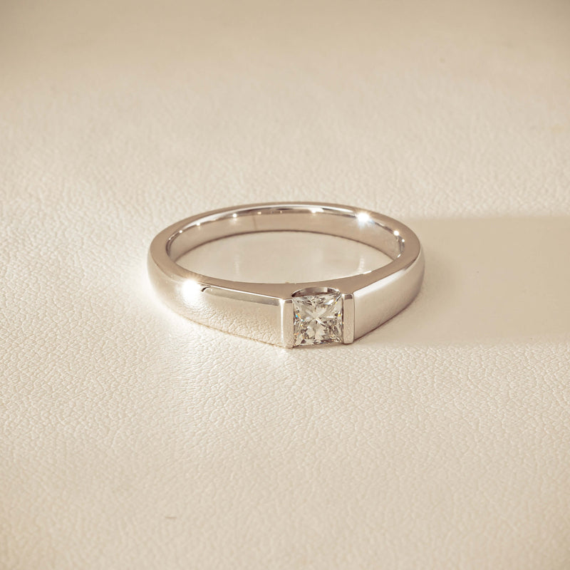 Platinum .59ct Reclaimed Princess-Cut Diamond Mens Ring