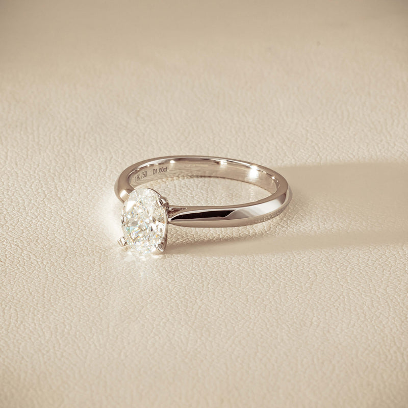 18ct White Gold 1.00ct Oval Diamond Venetian Ring - Ring - Walker & Hall