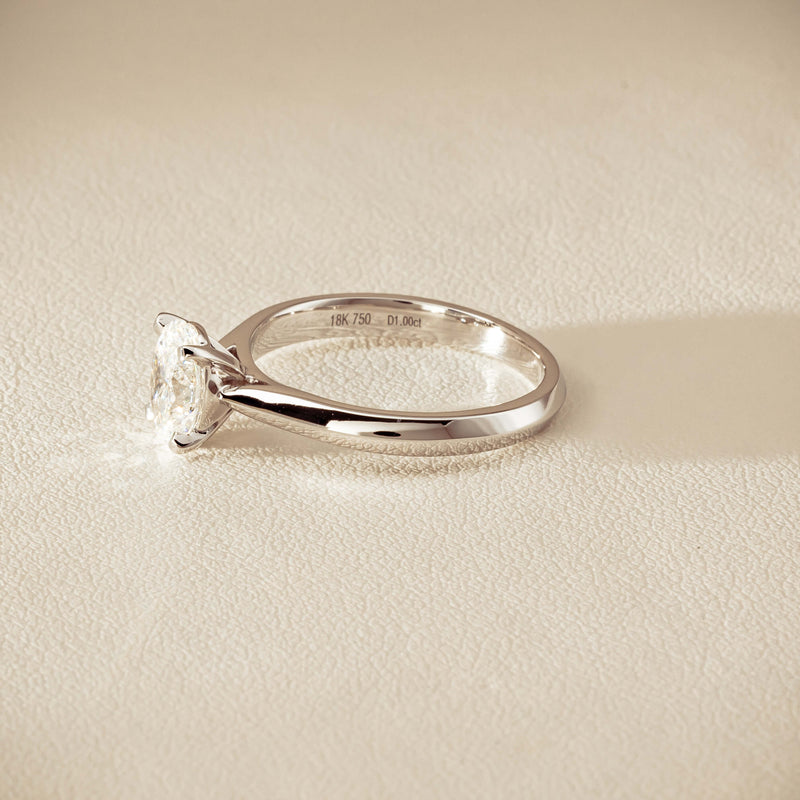 18ct White Gold 1.00ct Oval Diamond Venetian Ring - Ring - Walker & Hall