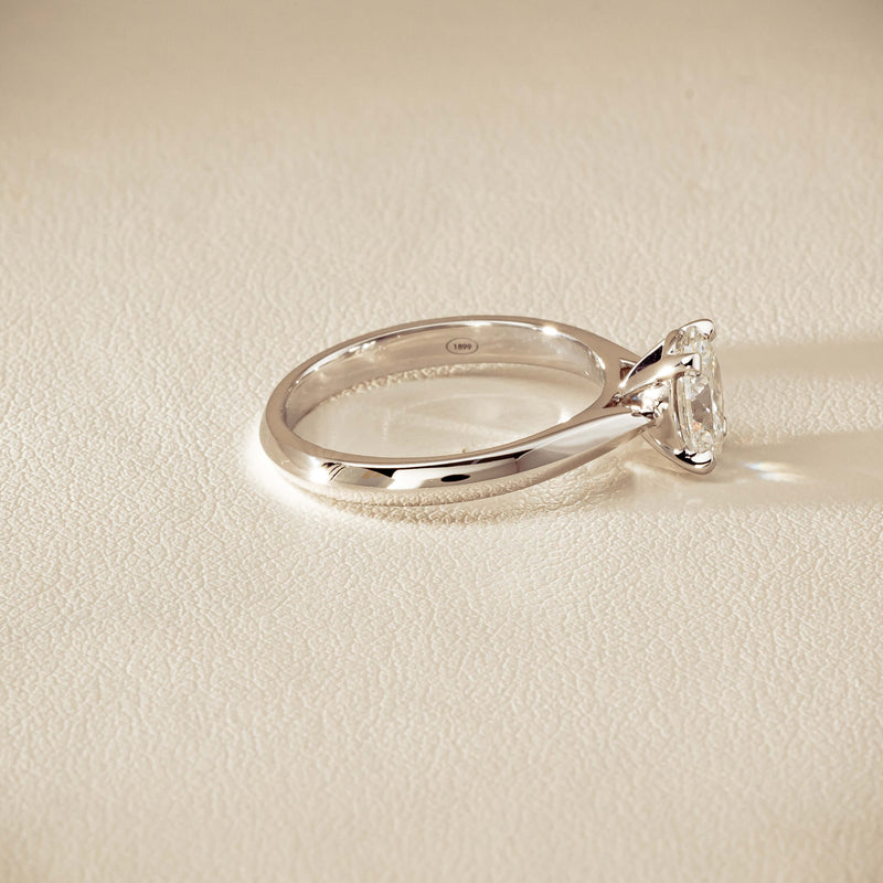 18ct White Gold 1.00ct Oval Diamond Venetian Ring - Ring - Walker & Hall