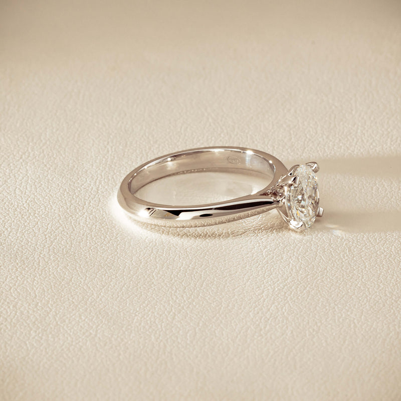 18ct White Gold 1.00ct Oval Diamond Venetian Ring - Ring - Walker & Hall