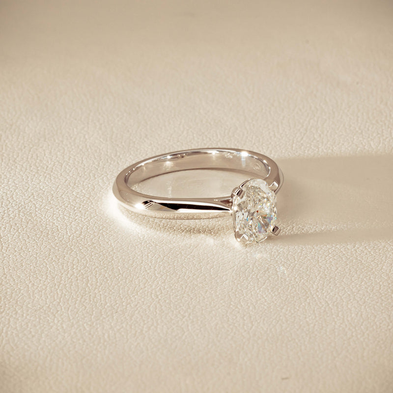 18ct White Gold 1.00ct Oval Diamond Venetian Ring - Ring - Walker & Hall