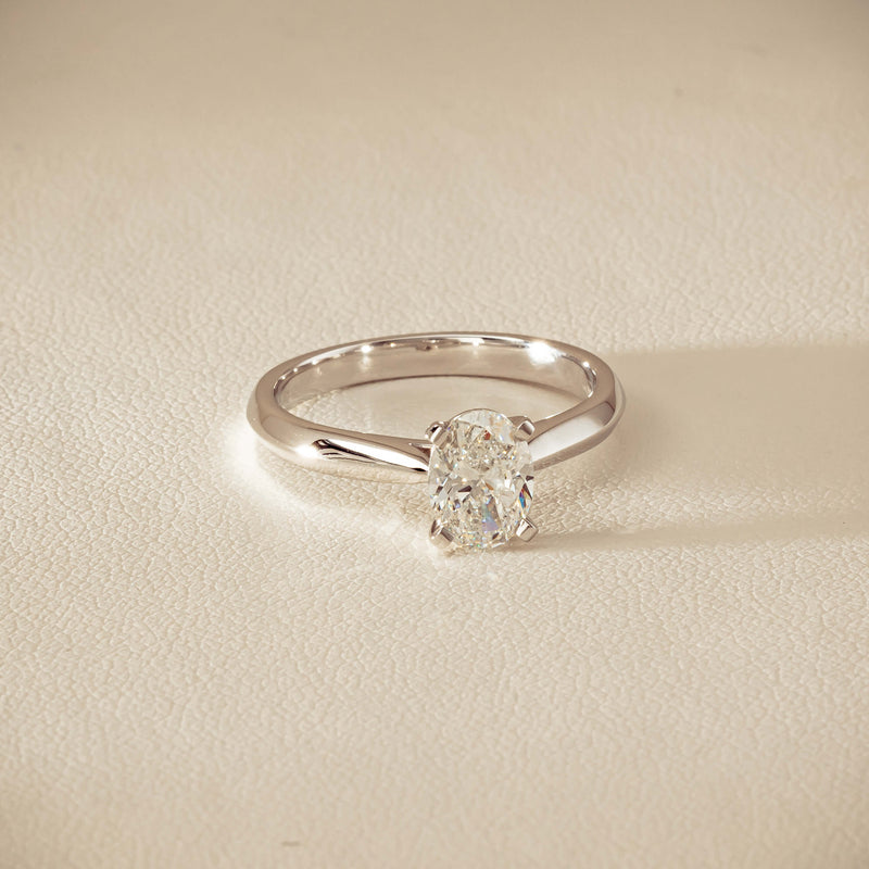 18ct White Gold 1.00ct Oval Diamond Venetian Ring - Ring - Walker & Hall