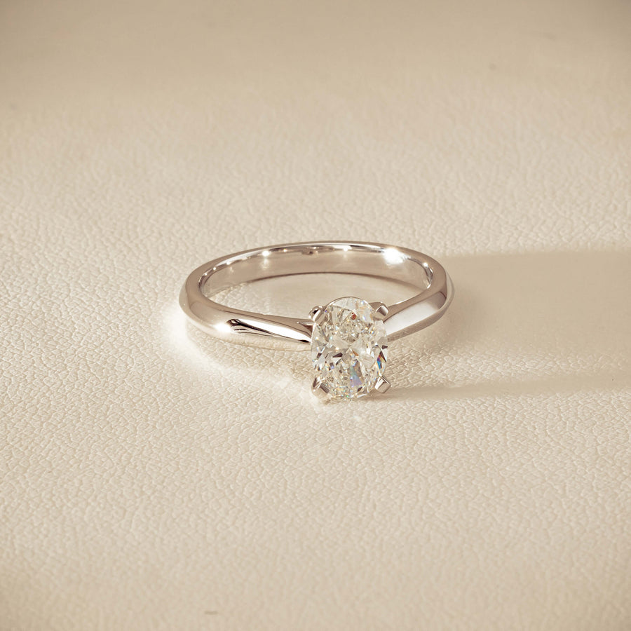 18ct White Gold 1.00ct Oval Diamond Venetian Ring - Ring - Walker & Hall