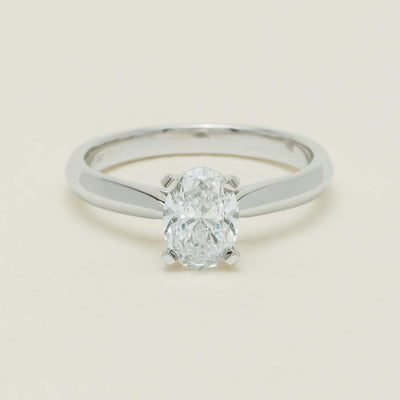 18ct White Gold 1.00ct Oval Diamond Venetian Ring - Ring - Walker & Hall