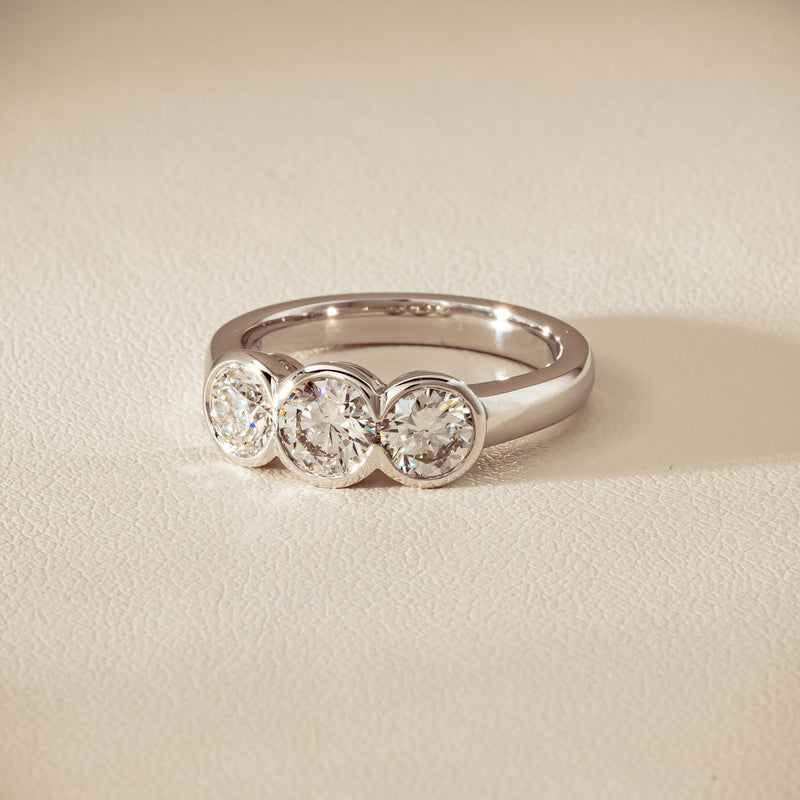 18ct White Gold 1.61ct Diamond Three-Stone Natalia Ring