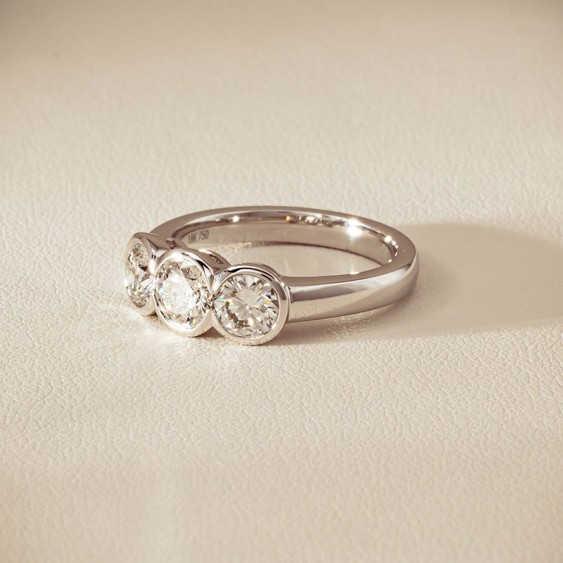 18ct White Gold 1.61ct Diamond Three-Stone Natalia Ring
