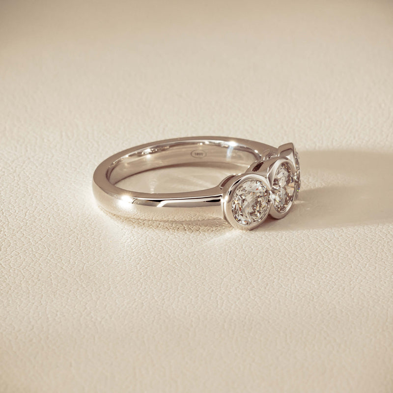 18ct White Gold 1.61ct Diamond Three-Stone Natalia Ring