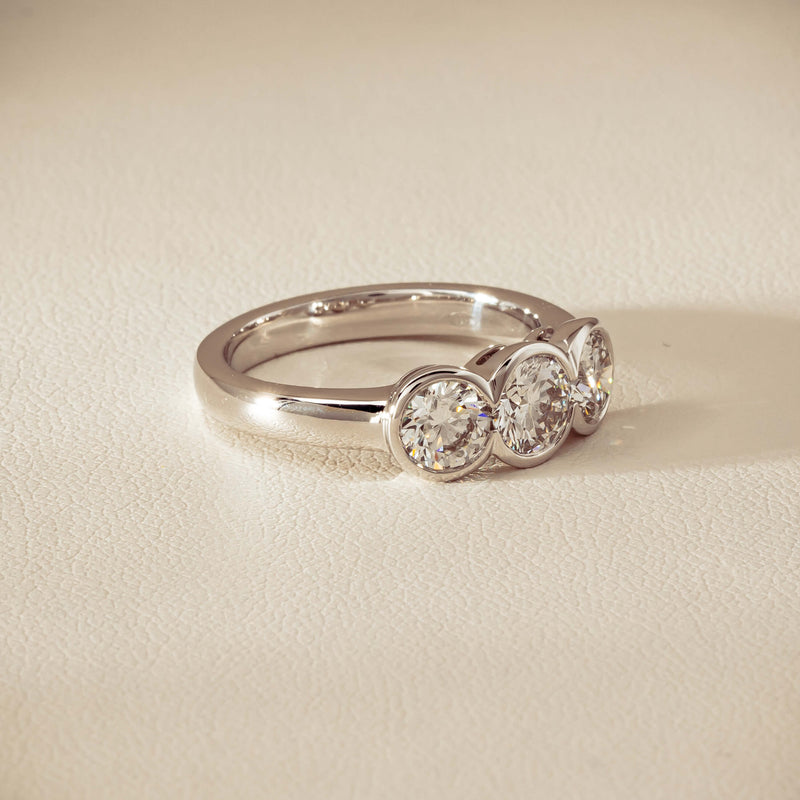 18ct White Gold 1.61ct Diamond Three-Stone Natalia Ring