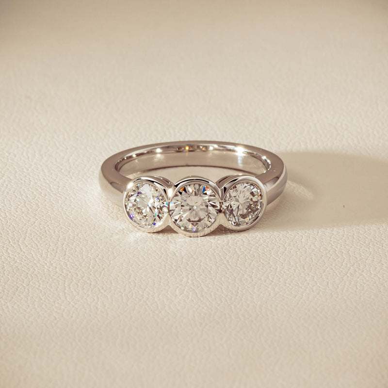 18ct White Gold 1.61ct Diamond Three-Stone Natalia Ring