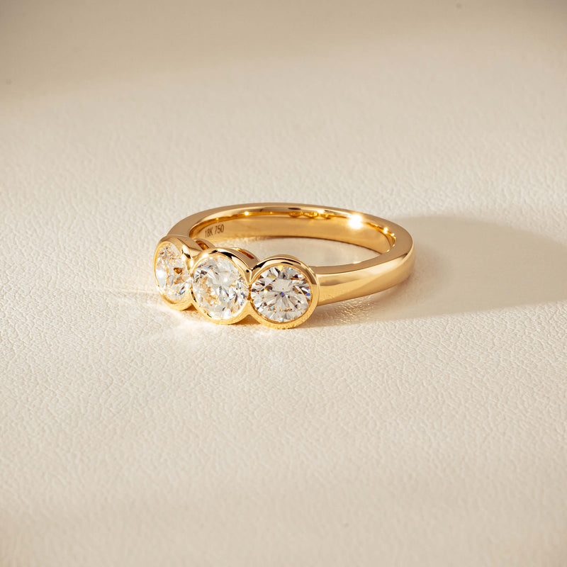 18ct Yellow Gold 1.64ct Diamond Three-Stone Natalia Ring