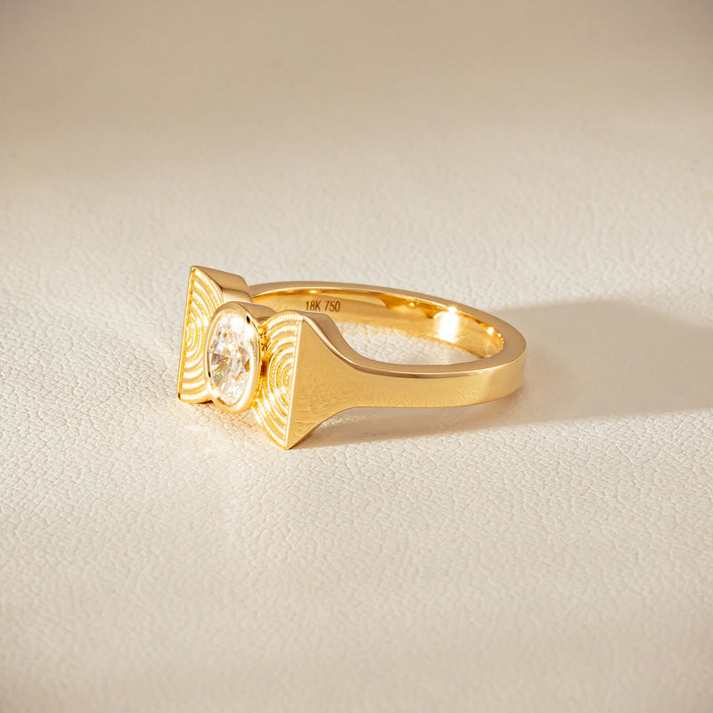18ct Yellow Gold .50ct Oval Diamond Bow Ring