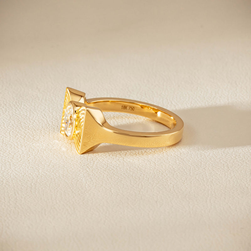 18ct Yellow Gold .50ct Oval Diamond Bow Ring