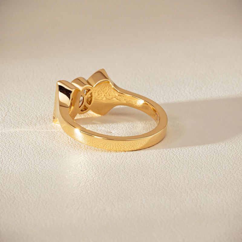18ct Yellow Gold .50ct Oval Diamond Bow Ring