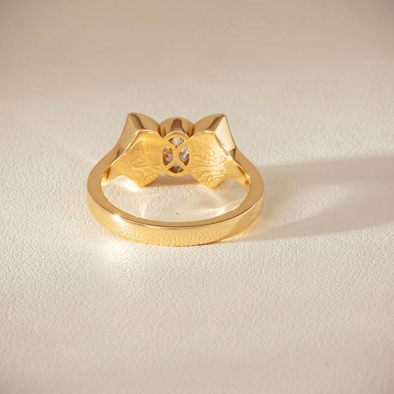 18ct Yellow Gold .50ct Oval Diamond Bow Ring