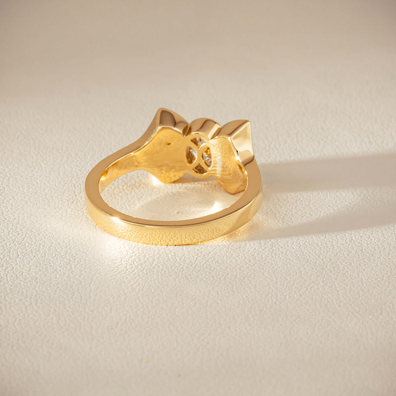 18ct Yellow Gold .50ct Oval Diamond Bow Ring