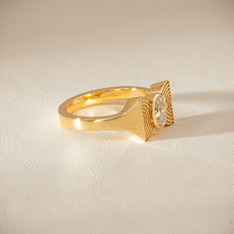 18ct Yellow Gold .50ct Oval Diamond Bow Ring