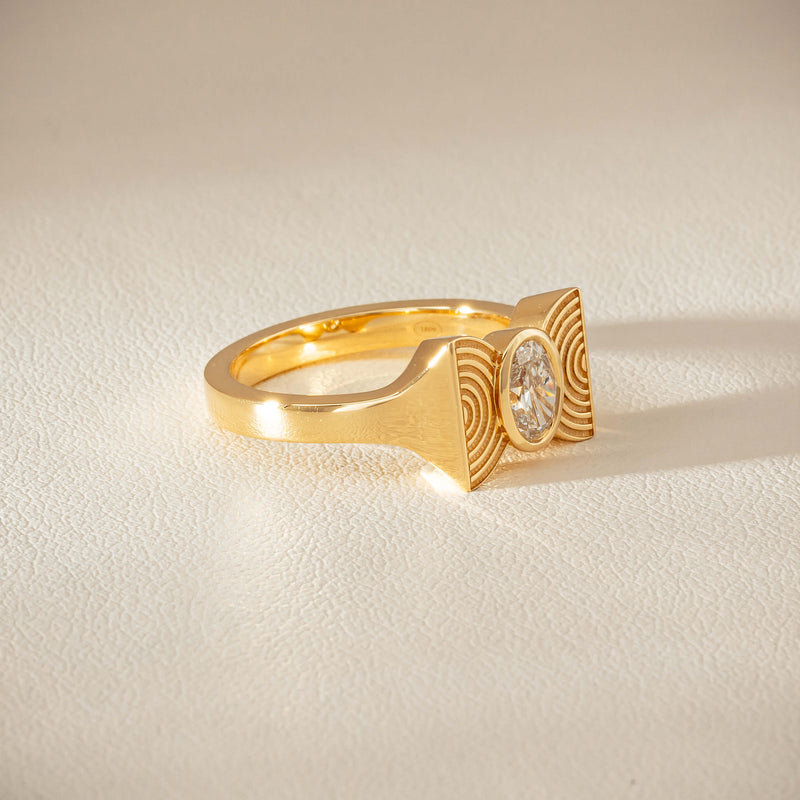 18ct Yellow Gold .50ct Oval Diamond Bow Ring