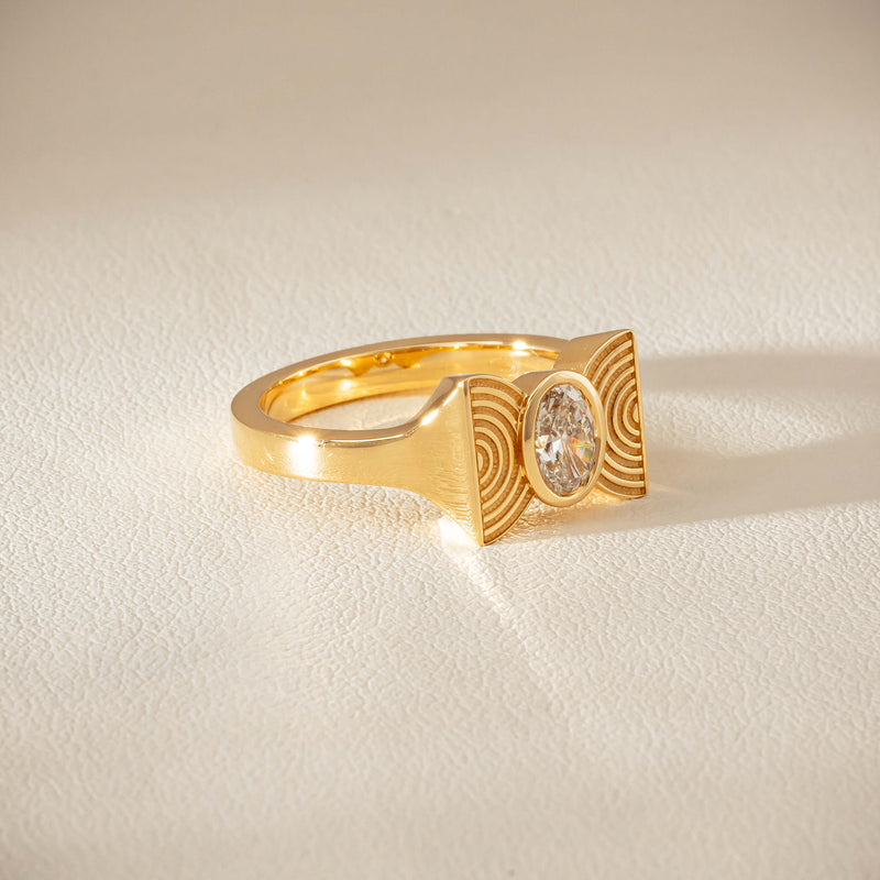 18ct Yellow Gold .50ct Oval Diamond Bow Ring