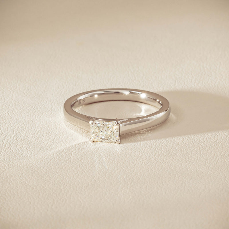 18ct White Gold .51ct Radiant-Cut Diamond Solitaire Ring - Ring - Walker & Hall