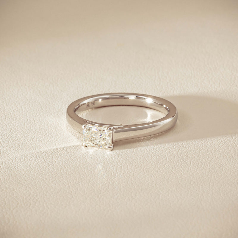 18ct White Gold .51ct Radiant-Cut Diamond Solitaire Ring - Ring - Walker & Hall