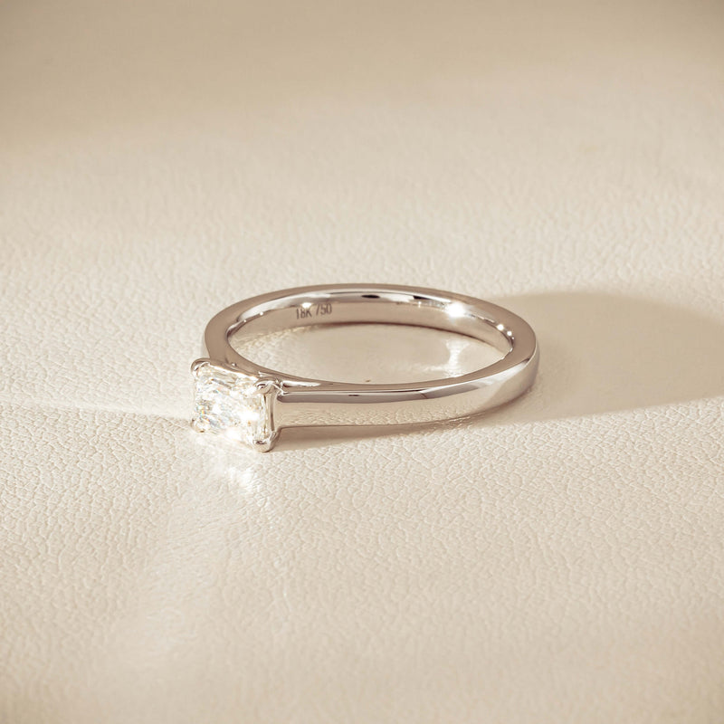 18ct White Gold .51ct Radiant-Cut Diamond Solitaire Ring - Ring - Walker & Hall