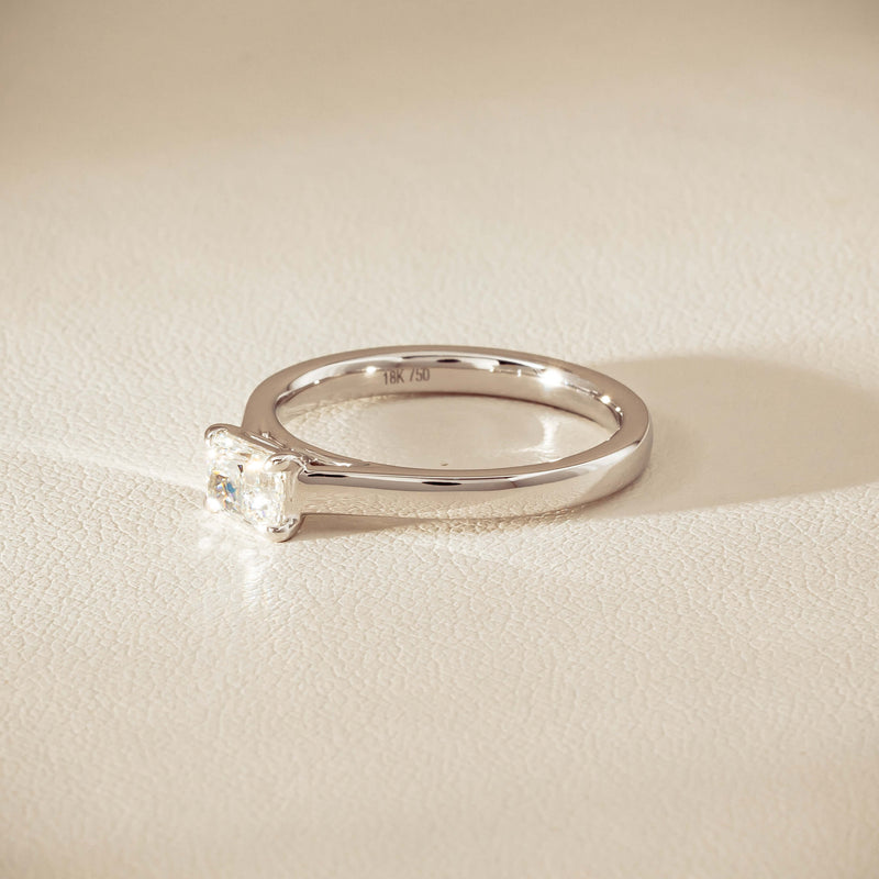 18ct White Gold .51ct Radiant-Cut Diamond Solitaire Ring - Ring - Walker & Hall