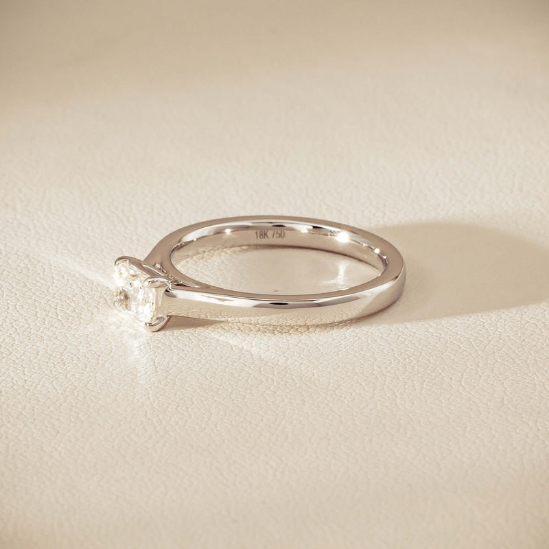 18ct White Gold .51ct Radiant-Cut Diamond Solitaire Ring - Ring - Walker & Hall