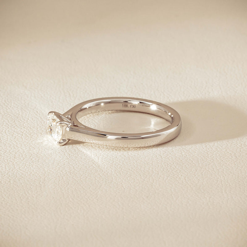 18ct White Gold .51ct Radiant-Cut Diamond Solitaire Ring - Ring - Walker & Hall
