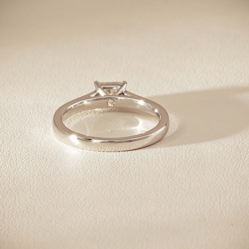 18ct White Gold .51ct Radiant-Cut Diamond Solitaire Ring - Ring - Walker & Hall