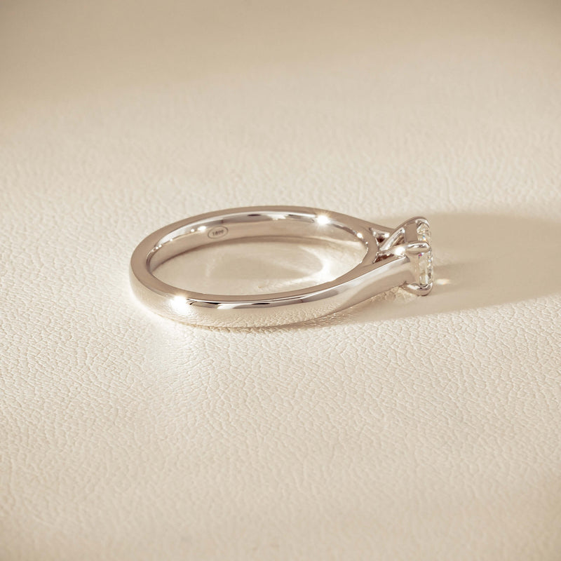 18ct White Gold .51ct Radiant-Cut Diamond Solitaire Ring - Ring - Walker & Hall