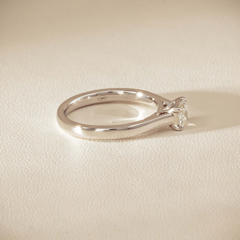 18ct White Gold .51ct Radiant-Cut Diamond Solitaire Ring - Ring - Walker & Hall