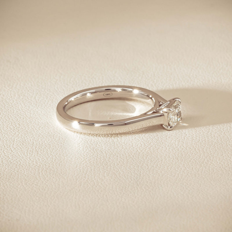 18ct White Gold .51ct Radiant-Cut Diamond Solitaire Ring - Ring - Walker & Hall