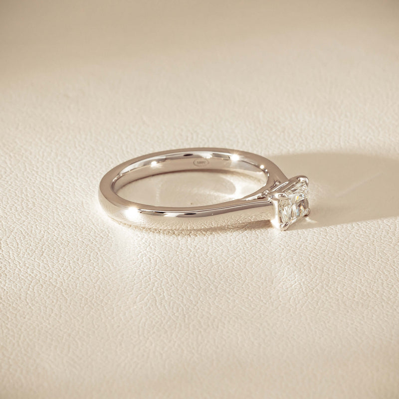 18ct White Gold .51ct Radiant-Cut Diamond Solitaire Ring - Ring - Walker & Hall