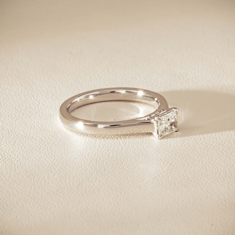 18ct White Gold .51ct Radiant-Cut Diamond Solitaire Ring - Ring - Walker & Hall