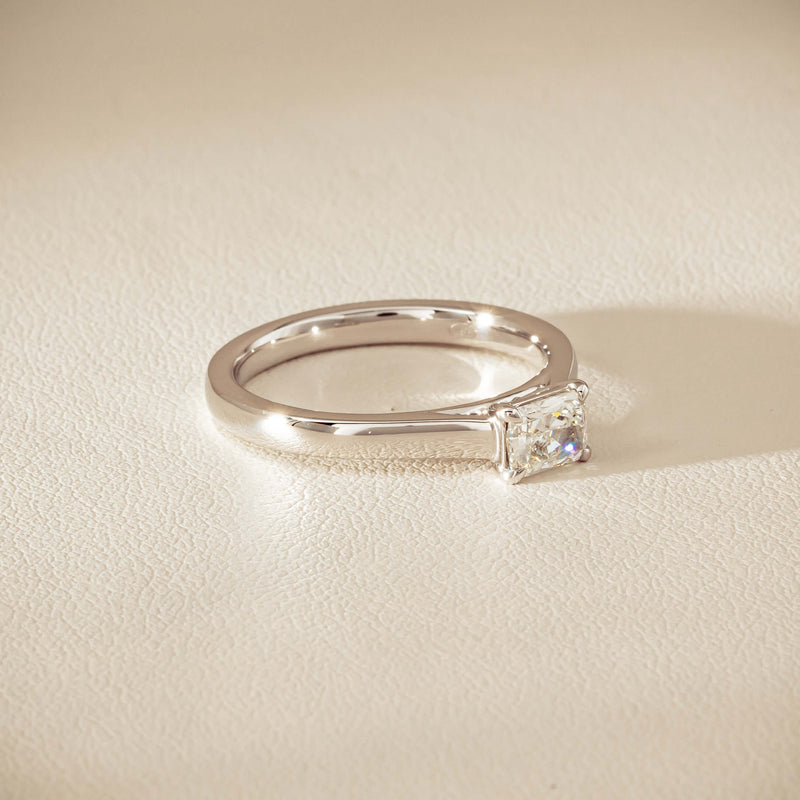 18ct White Gold .51ct Radiant-Cut Diamond Solitaire Ring - Ring - Walker & Hall