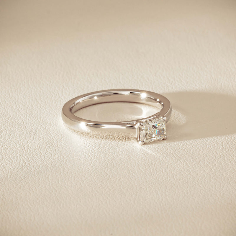 18ct White Gold .51ct Radiant-Cut Diamond Solitaire Ring - Ring - Walker & Hall