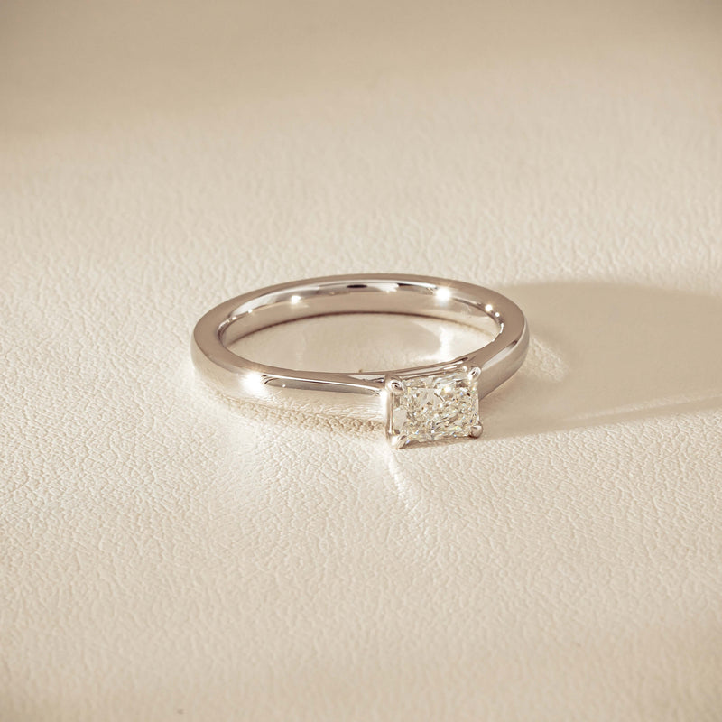 18ct White Gold .51ct Radiant-Cut Diamond Solitaire Ring - Ring - Walker & Hall