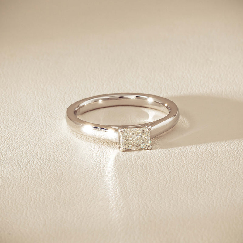 18ct White Gold .51ct Radiant-Cut Diamond Solitaire Ring - Ring - Walker & Hall