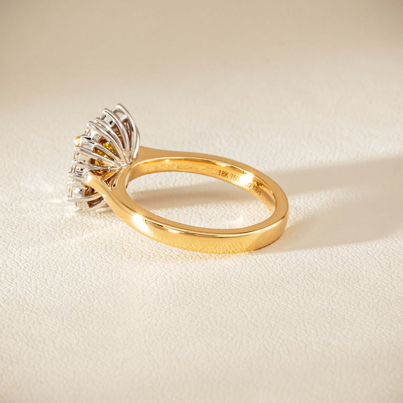 18ct Yellow Gold 2.08ct Cushion Fancy Diamond Belle Ring