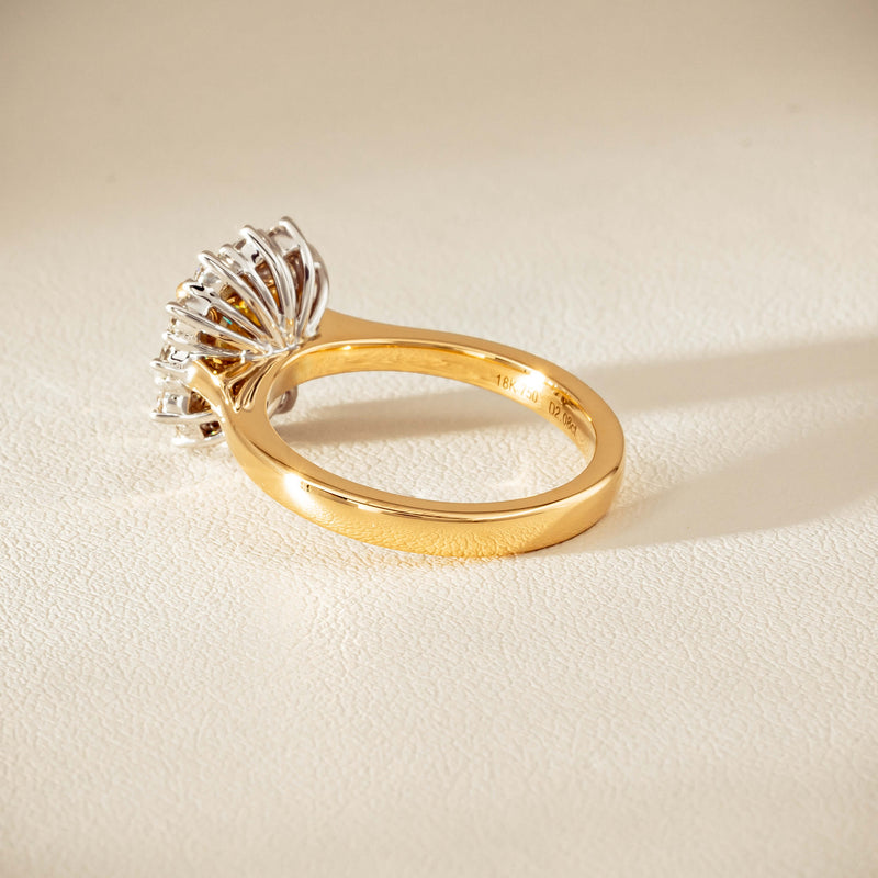 18ct Yellow Gold 2.08ct Cushion Fancy Diamond Belle Ring