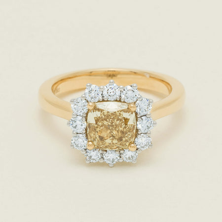 18ct Yellow Gold 2.08ct Cushion Fancy Diamond Belle Ring